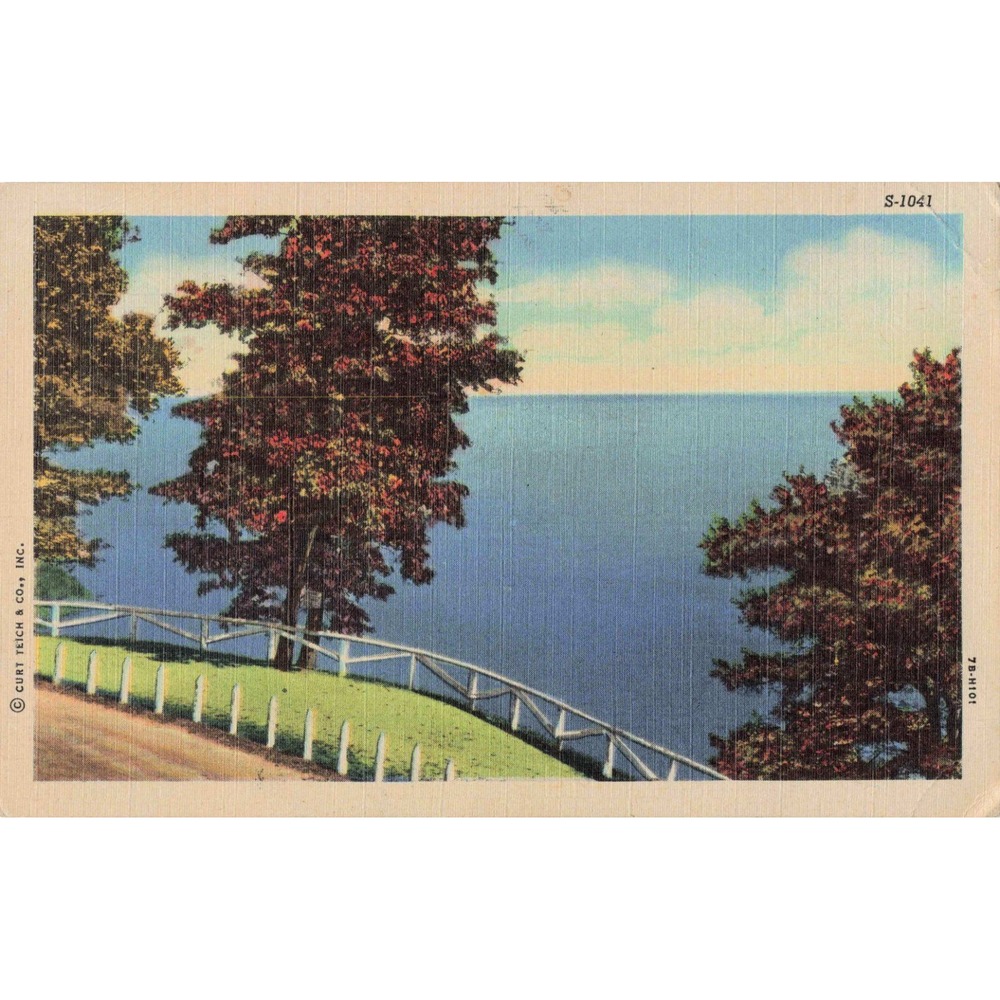 Vintage 1950 Lake Michigan Linen Postcard Curt Teich Art-Colortone S-1041 VG - Picture 1 of 2